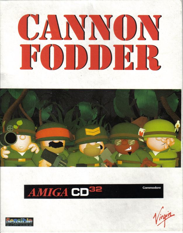 Cannon Fodder box art for Amiga CD32
